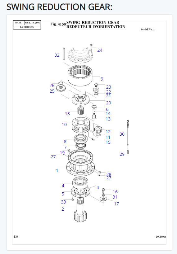 "سیلندر بیل مکانیکی دوسان DX225" Doosan DX225 spare part product photo white background